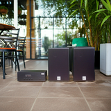 Loa treo tường sân vườn, loa ngoài trời: Amply Goldsound A918 hai kênh 1200w + 2 loa Goldsound treo tường ngoài trời V230NT 230w, loa được thiết kế riêng cho quán, bật lớn không tạp âm, miễn phí công lắp đặt, bảo hành dài hạn 5 năm.