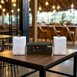 Dàn loa treo tường thông báo phát nhạc nền: 1 Amply A2.0 + 2 loa treo tường thông báo phát nhạc nền tự động V12, Amply, loa được thiết kế riêng cho quán, bật lớn không tạp âm, bảo hành dài hạn 5 năm.