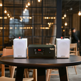 Dàn loa treo tường thông báo phát nhạc nền: 1 Amply A2.0 + 2 loa treo tường thông báo phát nhạc nền tự động V12, Amply, loa được thiết kế riêng cho quán, bật lớn không tạp âm, bảo hành dài hạn 5 năm.