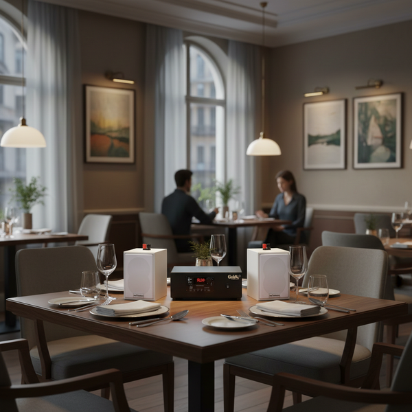 Dàn loa treo tường thông báo phát nhạc nền: 1 Amply A2.0 + 2 loa treo tường thông báo phát nhạc nền tự động V12, Amply, loa được thiết kế riêng cho quán, bật lớn không tạp âm, bảo hành dài hạn 5 năm.