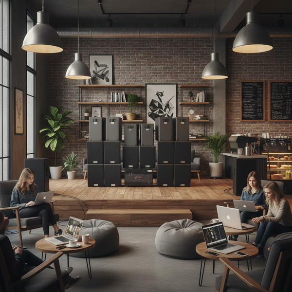 Loa treo tường, phát nhạc nền thông báo: A1800 Goldsound 4 vùng âm lượng 1800w + 16 loa Goldsound V40C 40w, Amply 4 - 6 vùng âm lượng, loa được thiết kế riêng cho quán, bật lớn không tạp âm, miễn phí công lắp đặt, bảo hành dài hạn 5 năm.