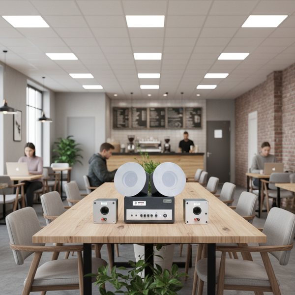 Loa âm trần thông báo, phát nhạc nền tự động: (Từ 40-90m2) (Amply A400+ 4c VAT25)