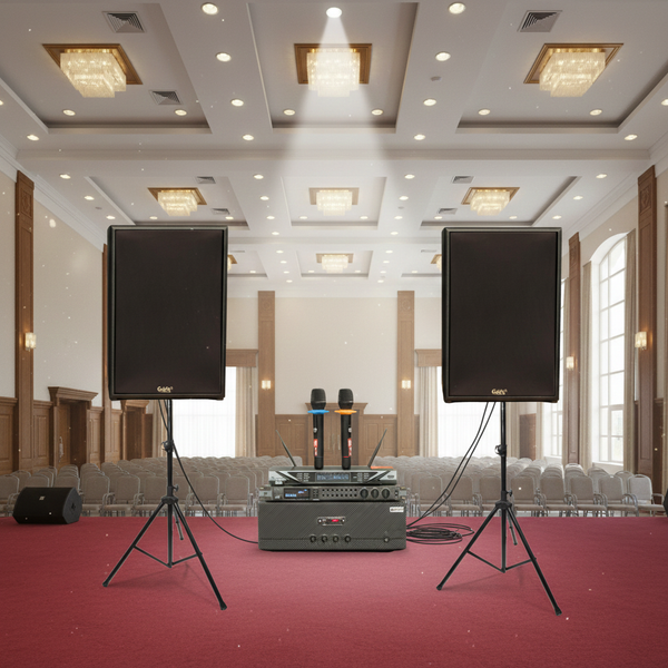 Dàn loa Karaoke gia đình, sân khấu S255 (2 loa Full Bass 30 + 1 cục đẩy 1200w + vang V1 + 2 micro không dây M1) - Hàng trưng bày đồng giá cuối năm