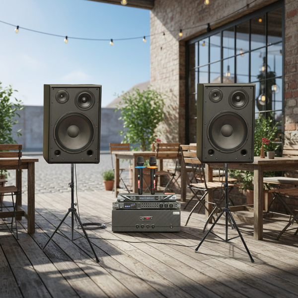 Dàn loa Karaoke gia đình, sân khấu S255 (2 loa Full Bass 30 + 1 cục đẩy 1200w + vang V1 + 2 micro không dây M1) - Hàng trưng bày đồng giá cuối năm