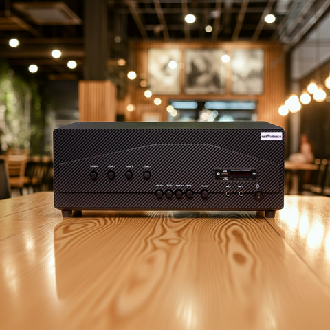 Amply cho quán cafe A917 - 4K: 4 phân vùng đầu ra (1500w, đủ kết nối Bluetooth, RCA, AV, USB) chuyên dụng cho quán cafe, nhà hàng, hội trường, sân khấu...
