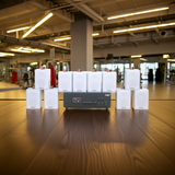 Loa treo tường thông báo phát nhạc nền tự động Gold4cafe 10.0 bản màu trắng (01 amply + 10 loa), Amply 1200w - 2 vùng âm lượng, loa được thiết kế riêng cho quán, bật lớn không tạp âm, bảo hành dài hạn 5 năm.