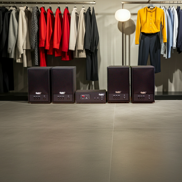 Dàn loa không dây treo tường, Loa thông báo, loa phát nhạc tự động: 01 amply A57 Goldsound + 4 loa không dây Goldsound V57 - 57w