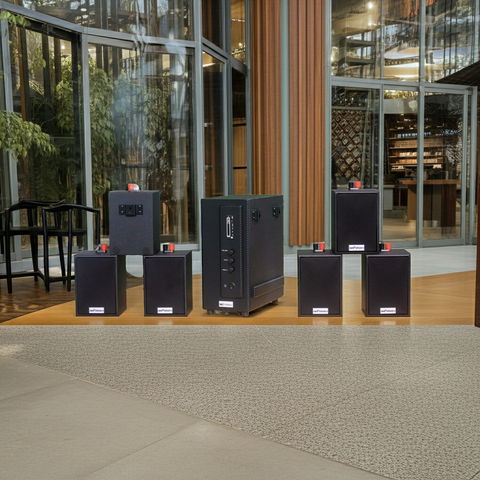 Dàn loa thông báo phát nhạc nền tự động Gold4cafe AM6.0 (01 amply + 06 loa treo tường), loa được thiết kế riêng cho quán, bật lớn không tạp âm, bảo hành dài hạn 5 năm.