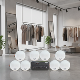 [Diện tích 120m2 + 2 Kênh] Loa thông báo, loa phát nhạc nền tự động Gold4cafe_SG 8.0 (01 Amply + 8 loa âm trần), loa được thiết kế riêng cho quán, bật lớn không tạp âm, bảo hành dài hạn 5 năm.