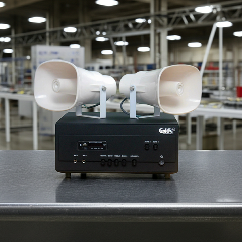 Loa thông báo nhà xưởng: 1 Amply A907PU-100V + 2 Ne20w, Amply hai vùng âm lượng, loa được thiết kế riêng, bật lớn không tạp âm, miễn phí công lắp đặt, bảo hành dài hạn 12 tháng