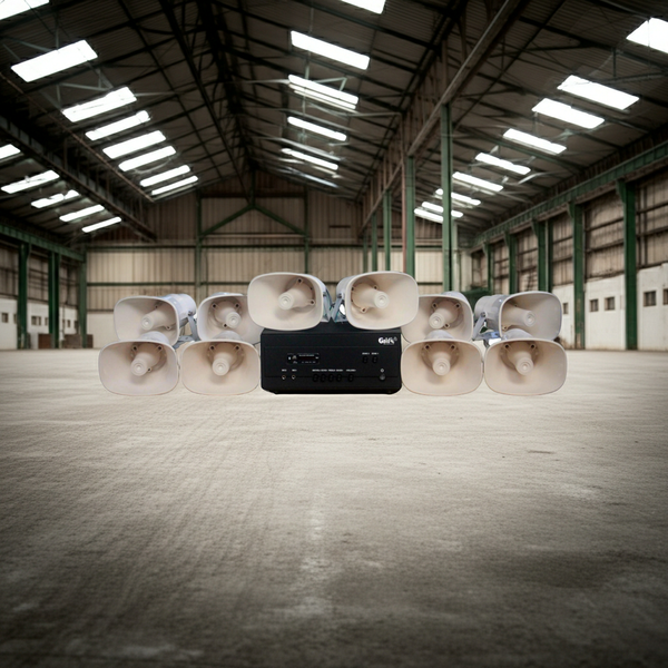 Loa thông báo nhà xưởng: 1 Amply A907PU-100V + 10 Ne20w, Amply hai vùng âm lượng, loa được thiết kế riêng, bật lớn không tạp âm, miễn phí công lắp đặt, bảo hành dài hạn 12 tháng