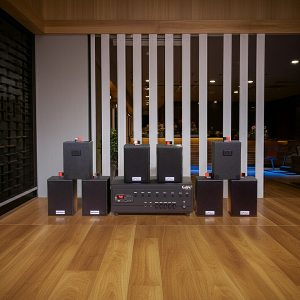 Loa treo tường thông báo, phát nhạc nền tự động A384PU-8V Goldsound 8 vùng âm lượng 3w + 8 loa Goldsound V12, loa được thiết kế riêng cho quán, bật lớn không tạp âm, miễn phí công lắp đặt, bảo hành dài hạn 5 năm.