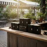 Dàn loa sân vườn: Amply A154PU Goldsound 150w + 6 loa Goldsound ngoài trời V101-NT - 15w, loa được thiết kế riêng cho quán, bật lớn không tạp âm,  không bao gồm công lắp đặt, bảo hành 12 tháng