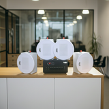 Dàn loa âm trần thông báo, phát nhạc nền tự động: A384PU-2K Goldsound 2 vùng âm lượng 380w + 4 loa âm trần Goldsound VAT38 - 38w, loa được thiết kế riêng cho quán, bật lớn không tạp âm, miễn phí công lắp đặt, bảo hành dài hạn 5 năm.