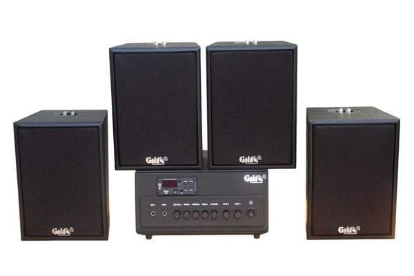 [Diện tích 80m2 + 02 Kênh] A384PU-2K Goldsound 380w + 4 loa Goldsound V55C 55w, loa được thiết kế riêng cho quán, bật lớn không tạp âm, miễn phí công lắp đặt, bảo hành dài hạn 5 năm