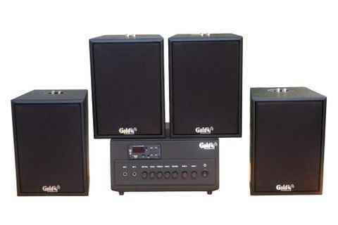 [Diện tích 80m2 + 02 Kênh] A384PU-2K Goldsound 380w + 4 loa Goldsound V55C 55w, loa được thiết kế riêng cho quán, bật lớn không tạp âm, miễn phí công lắp đặt, bảo hành dài hạn 5 năm