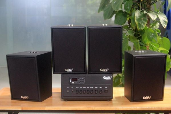 [Diện tích 80m2 + 02 Kênh] A384PU-2K Goldsound 380w + 4 loa Goldsound V55C 55w, loa được thiết kế riêng cho quán, bật lớn không tạp âm, miễn phí công lắp đặt, bảo hành dài hạn 5 năm