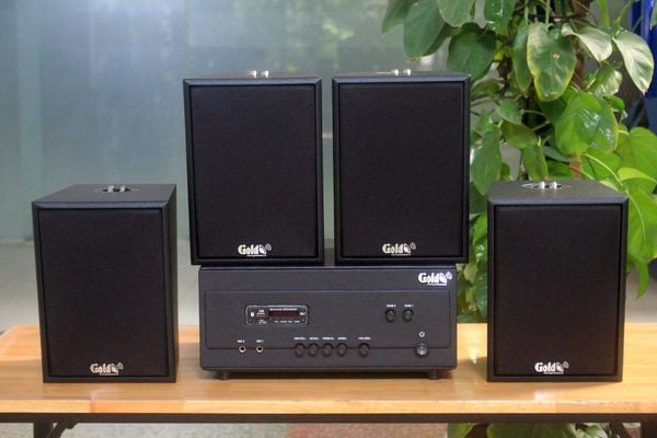 [Diện tích 80m2 + 02 Kênh] A907PU-2K Goldsound 900w + 4 loa Goldsound V55C 55w, loa được thiết kế riêng cho quán, bật lớn không tạp âm, miễn phí công lắp đặt, bảo hành dài hạn 5 năm