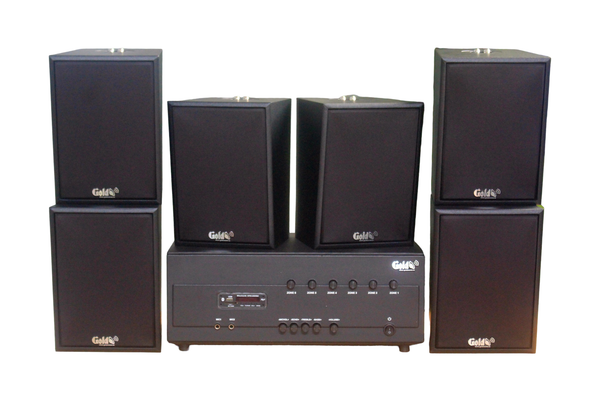 [Diện tích 120m2 + 06 Kênh] Loa thông báo, loa phát nhạc tự động A384PU-6K Goldsound 6 vùng âm lượng 1200w + 6 loa Goldsound V55C 55w, loa được thiết kế riêng cho quán, bật lớn không tạp âm, miễn phí công lắp đặt, bảo hành dài hạn 5 năm.