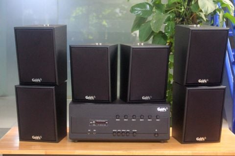 [Diện tích 120m2 + 06 Kênh] Loa thông báo, loa phát nhạc tự động A384PU-6K Goldsound 6 vùng âm lượng 1200w + 6 loa Goldsound V55C 55w, loa được thiết kế riêng cho quán, bật lớn không tạp âm, miễn phí công lắp đặt, bảo hành dài hạn 5 năm.