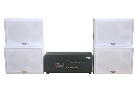 [Diện tích 120m2 + 04 Kênh] Loa thông báo, loa phát nhạc nền tự động A384PU-4K Goldsound 4 vùng âm lượng 800w + 4 loa ngoài trời V130NT màu trắng 130w, loa được thiết kế riêng cho quán, bật lớn không tạp âm, miễn phí công lắp đặt, bảo hành 12 tháng