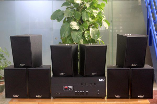 [Diện tích 160m2 + 04 Kênh] Loa thông báo, loa phát nhạc nền tự động A384PU-4K Goldsound 4 vùng âm lượng 800w + 8 loa Goldsound V55C 55w, loa được thiết kế riêng cho quán, bật lớn không tạp âm, miễn phí công lắp đặt, bảo hành dài hạn 5 năm.