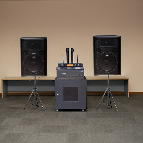 Dàn âm thanh sân khấu, hội trường, karaoke V358PU Goldsound (loa V358PU, cục đẩy A958PU-2K, Micro không dây, vang...)