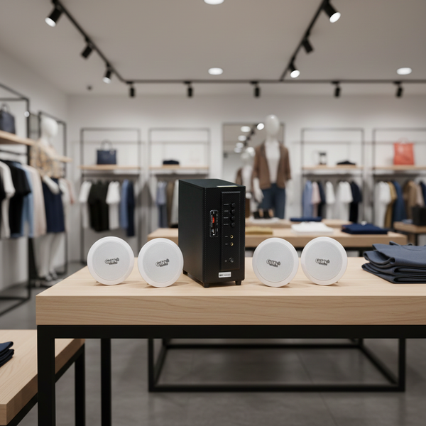 Loa âm trần thông báo phát nhạc nền tự động SA4.0 (amply 154w + 4 loa âm trần 15w), loa được thiết kế riêng cho quán, bật lớn không tạp âm, bảo hành dài hạn 12 tháng