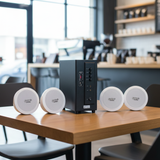 [Diện tích 80m2] Bộ loa âm trần thông báo phát nhạc nền tự động cao cấp SA4.0_DA (amply 154w + 4 loa âm trần 15w), loa được thiết kế riêng cho quán, bật lớn không tạp âm, bảo hành dài hạn 12 tháng