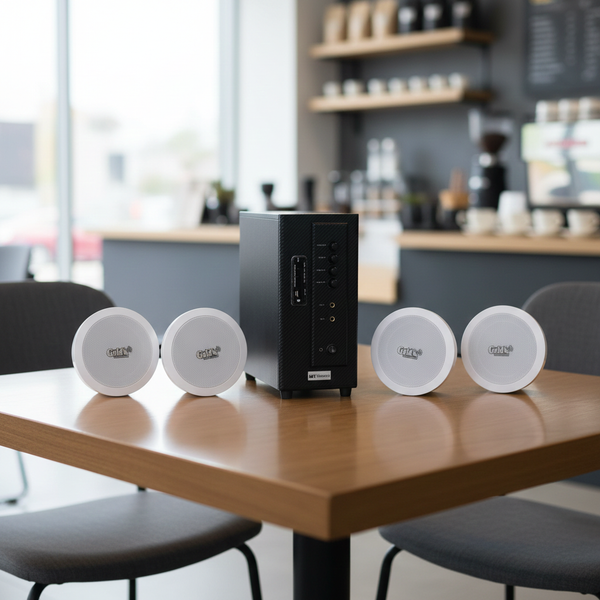 Loa âm trần thông báo phát nhạc nền tự động SA4.0 (amply 154w + 4 loa âm trần 15w), loa được thiết kế riêng cho quán, bật lớn không tạp âm, bảo hành dài hạn 12 tháng