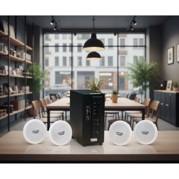 Loa âm trần thông báo phát nhạc nền tự động SA4.0 (amply 154w + 4 loa âm trần 15w), loa được thiết kế riêng cho quán, bật lớn không tạp âm, bảo hành dài hạn 12 tháng