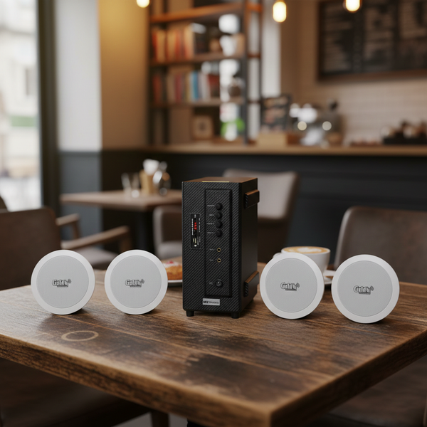 Loa âm trần thông báo phát nhạc nền tự động SA4.0 (amply 154w + 4 loa âm trần 15w), loa được thiết kế riêng cho quán, bật lớn không tạp âm, bảo hành dài hạn 12 tháng