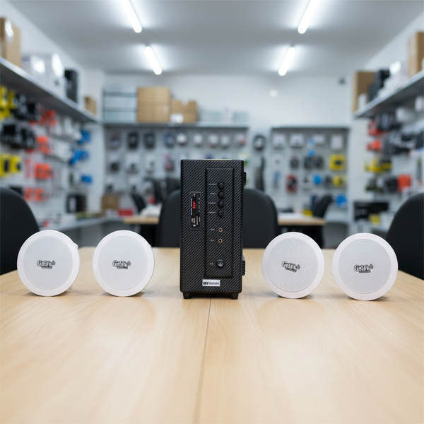 [Diện tích 80m2] Bộ loa âm trần thông báo phát nhạc nền tự động cao cấp SA4.0_TH (amply 154w + 4 loa âm trần 15w), loa được thiết kế riêng cho quán, bật lớn không tạp âm, bảo hành dài hạn 12 tháng