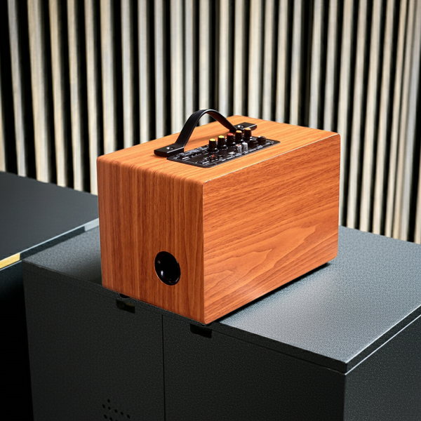 Loa nghe nhạc di động D99P, công suất 50w, pin 8 - 12h, bass 4 inch, 1 treble, bluetooth 5.0, 2 cổng cắm Micro, cổng rca, khe usb, thiết kế loa thùng gỗ cao 20 cm, rộng 32 cm, sâu 20 cm. Bảo hành 12 tháng