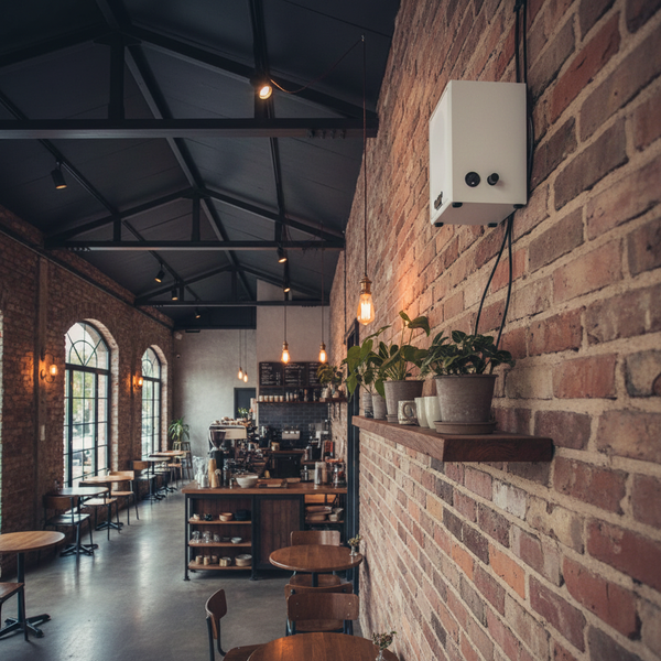 Dàn loa không dây treo tường, Loa thông báo, loa phát nhạc tự động: 01 amply A57 Goldsound + 6 loa không dây Goldsound V27 - 27w