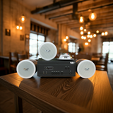 Dàn loa âm trần thông báo, phát nhạc nền tự động: A907PU-2K Goldsound 2 vùng âm lượng 900w + 4 loa âm trần VAT13, loa được thiết kế riêng cho quán, bật lớn không tạp âm, miễn phí công lắp đặt, bảo hành dài hạn 12 tháng