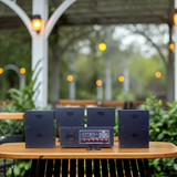 Dàn loa treo tường thông báo phát nhạc nền tự động: A384PU-6K 6 vùng âm lượng 1200w + 6 loa ngoài trời V50NT 50w, Amply 4 - 6 vùng âm lượng, loa được thiết kế riêng cho quán, bật lớn không tạp âm, miễn phí công lắp đặt, bảo hành 12 tháng