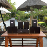 Loa thông báo, loa phát nhạc nền tự động A384PU-4K Goldsound 4 vùng âm lượng 800w + 8 loa Goldsound V55C 55w, loa được thiết kế riêng cho quán, bật lớn không tạp âm, miễn phí công lắp đặt, bảo hành dài hạn 5 năm.