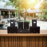 Loa thông báo, loa phát nhạc nền tự động A384PU-4K Goldsound 4 vùng âm lượng 800w + 8 loa Goldsound V55C 55w, loa được thiết kế riêng cho quán, bật lớn không tạp âm, miễn phí công lắp đặt, bảo hành dài hạn 5 năm.