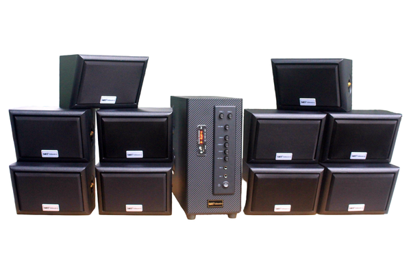 Dàn loa sân vườn: Amply A906 Goldsound 2 vùng âm lượng 900w + 10 loa Goldsound ngoài trời V40NT 40w, loa được thiết kế riêng cho quán, bật lớn không tạp âm, miễn phí công lắp đặt, bảo hành 12 tháng