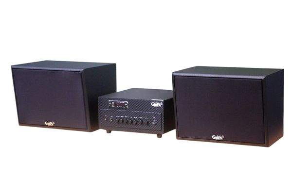 Dàn loa treo tường: Amply A384 Goldsound 2 vùng âm lượng 380w + 2 loa Goldsound  V130 130w, loa được thiết kế riêng cho quán, bật lớn không tạp âm, miễn phí công lắp đặt, bảo hành dài hạn 5 năm.