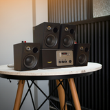 Loa quán cafe, loa cho nhà hàng trọn gói: 04 Loa vệ tinh V18 - 18w + 1 Âm ly A100 100w