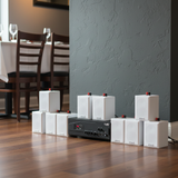 Loa treo tường thông báo phát nhạc nền tự động Gold4cafe 10.0 bản màu trắng (01 amply + 10 loa), Amply 1200w - 2 vùng âm lượng, loa được thiết kế riêng cho quán, bật lớn không tạp âm, bảo hành dài hạn 5 năm.