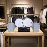 [Diện tích 60m2 + 1 Kênh] Loa thông báo, loa phát nhạc nền tự động Gold4Cafe 4.0: Amply A2.0 SG + 4 loa âm trần VAT12 SG, loa được thiết kế riêng cho quán, bật lớn không tạp âm, bảo hành dài hạn 5 năm.