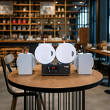 [Diện tích 60m2 + 1 Kênh] Loa thông báo, loa phát nhạc nền tự động Gold4Cafe 4.0: Amply A2.0 + 4 loa âm trần VAT12, loa được thiết kế riêng cho quán, bật lớn không tạp âm, bảo hành dài hạn 5 năm.