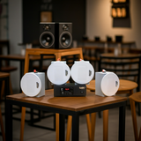 [Diện tích 60m2 + 1 Kênh] Loa thông báo, loa phát nhạc nền tự động Gold4Cafe 4.0: Amply A2.0 + 4 loa âm trần VAT12, loa được thiết kế riêng cho quán, bật lớn không tạp âm, bảo hành dài hạn 5 năm.