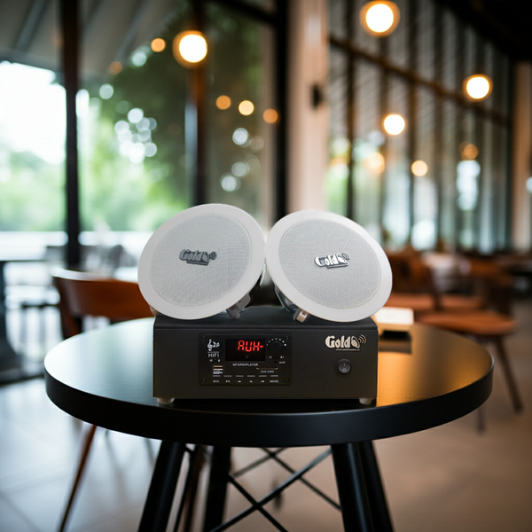 Bộ loa âm trần thông báo phát nhạc nền S2.0_DA (amply A2.0 + 2 loa âm trần 15w) loa được thiết kế riêng cho quán, bật lớn không tạp âm, bảo hành dài hạn 12 tháng