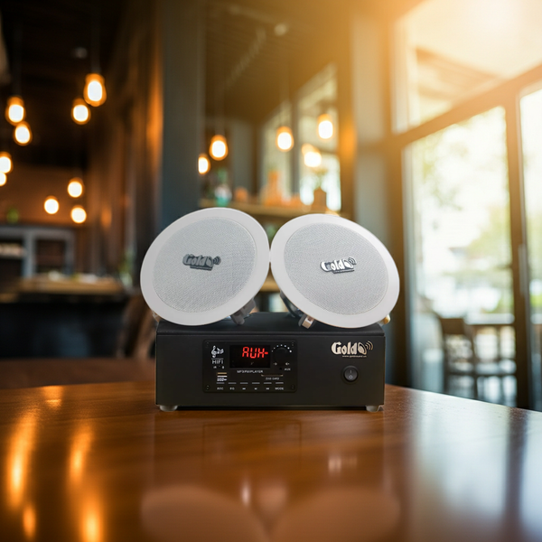 Bộ loa âm trần thông báo phát nhạc nền tự động S2.0 (amply A2.0 + 2 loa âm trần 15w) loa được thiết kế riêng cho quán, bật lớn không tạp âm, bảo hành dài hạn 12 tháng