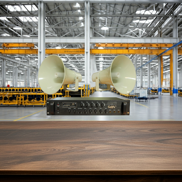 Loa thông báo nhà xưởng: 1 Amply A550F + 02 Ne85w, Amply 5 vùng, loa được thiết kế riêng, bật lớn không tạp âm, miễn phí công lắp đặt, bảo hành dài hạn 12 tháng