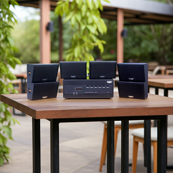 Dàn loa treo tường thông báo phát nhạc nền tự động: A384PU-6K 6 vùng âm lượng 1200w + 6 loa ngoài trời V50NT 50w, Amply 4 - 6 vùng âm lượng, loa được thiết kế riêng cho quán, bật lớn không tạp âm, miễn phí công lắp đặt, bảo hành 12 tháng